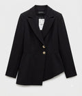 Tailored Asymmetric Peplum Blazer – Black