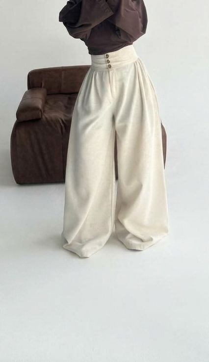 High-Waist Balloon Wide-Leg Pants – Cream