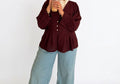 Burgundy Pearl Peplum Blouse