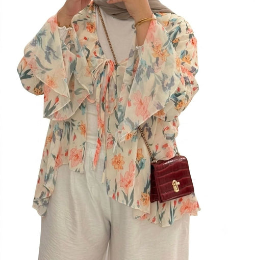 Blossom Breeze Floral Tie-Front Blouse